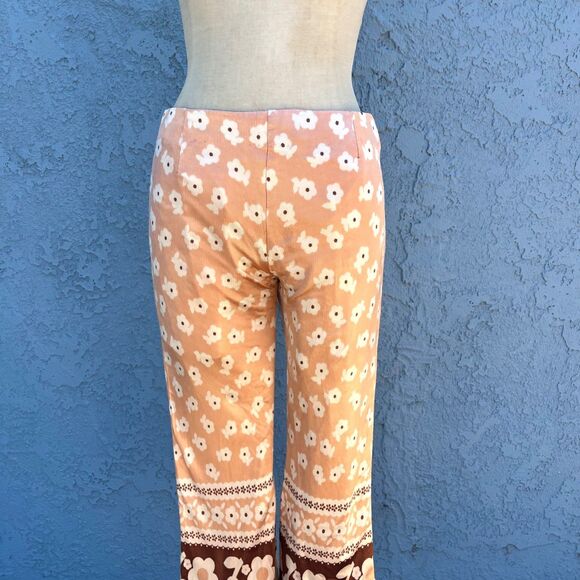 Vintage 70s Pants groovy floral flower hippie pop art flare capris Size small - Picture 11 of 15